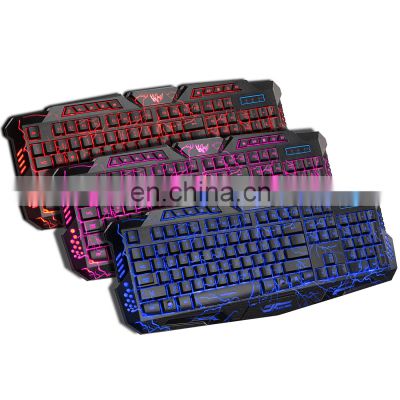 Three-color backlit wired game keyboard and mouse set colorful luminous game computer competitive keyboard and mouse set