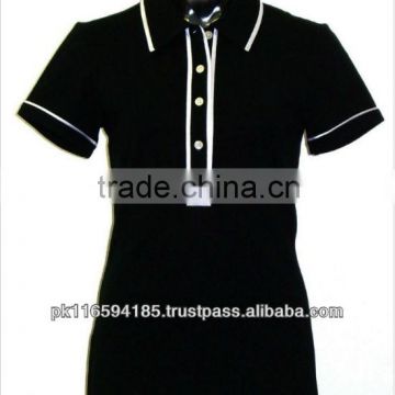 Ladies Custom Design Plain Short Sleeve Cotton Polo Shirt