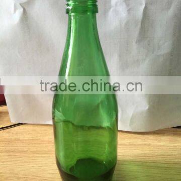 small Green amber glass wine bottle