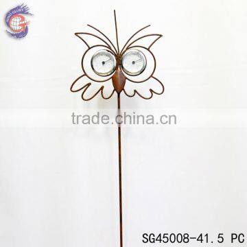 wholesale metal owl ornaments with thernometer