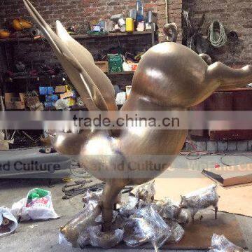 Outdoor Brass Welding Flying Pig Metal Bronze Sculpture photo-3