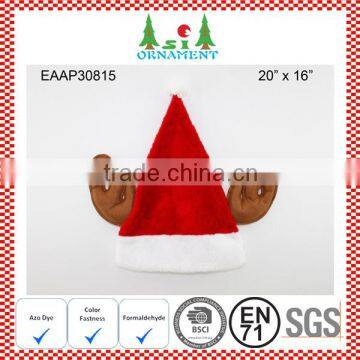 Red and white color with reindeer antlers christmas hat