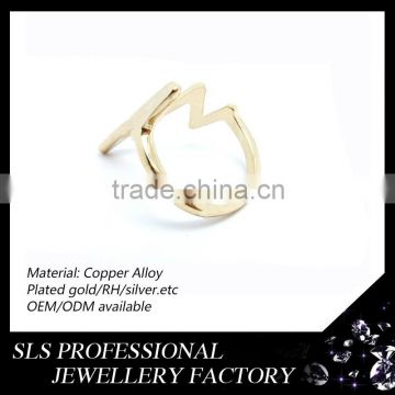 Handmade imitation kundan jewellery rings electrocardiogram shape rings wholesale alloy material with high polished