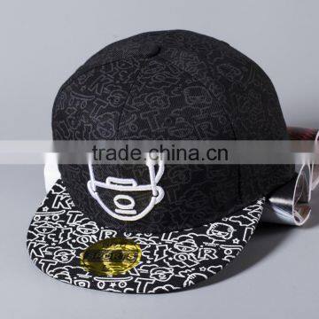 Carton Head Embroidery Adult Lovers Flat Sport Caps Custom Snapback