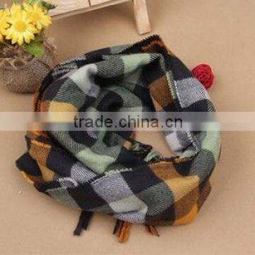 2015 Autumn Winter Newest Cotton Tassel Checked Plaid Boys Scarf photo-5