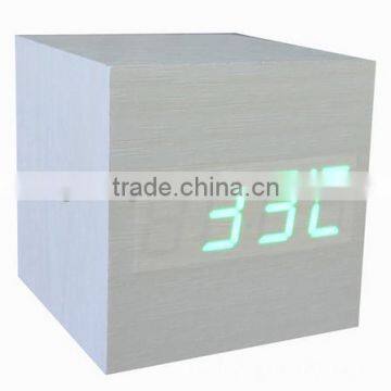 Cube wooden LED Alarm Clock despertador Temperature Solids Voice Control LED display electronic desktop Digital clocks Calendar