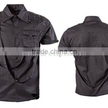 GOTHIC STYLE BUTTON DOWN MENS SHIRT WITH STRAPS