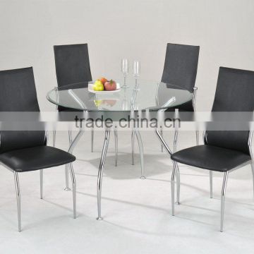 Round metal dining set with chrome legs