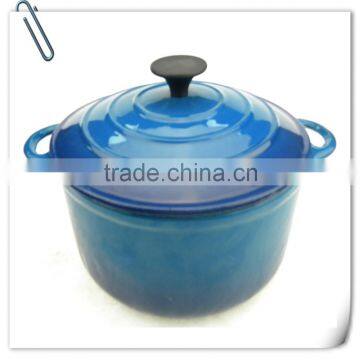 Chinese blue enamel round cast iron stew casserole pots