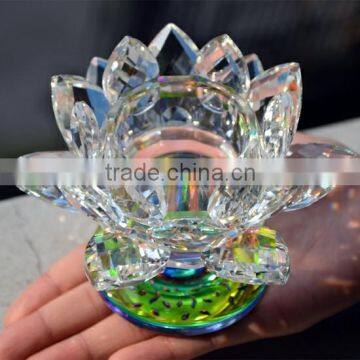 Optical glass glitter small lotus flower crystal candle holder