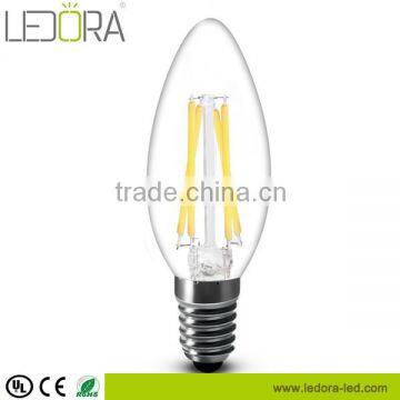 Hot !!! All glass no plastic, 2200K, 2500K, 2700K, 3W,3.5W E12 led candle bulb