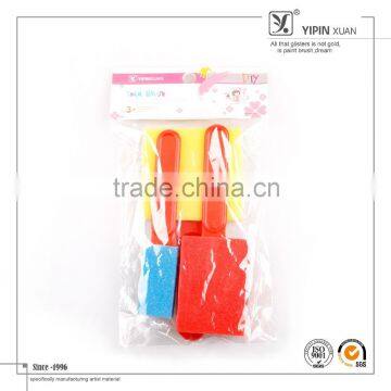 3pcs Plastic Handle Different Color Foam Paint Brush Set