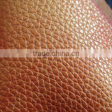 PU lether/ sofa leather/furniture leather/upholstery leather litchi grain metal effact