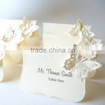 Hot sale buttercream laser cut butterfly wedding invitation card for wedding