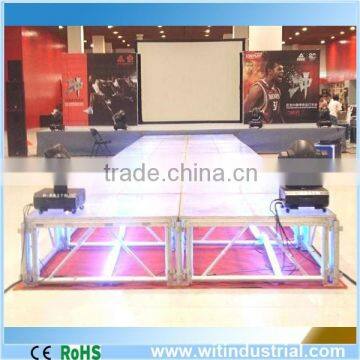 1.22x1.22m (4'x4') aluminum frame clear tempered glass stage platform