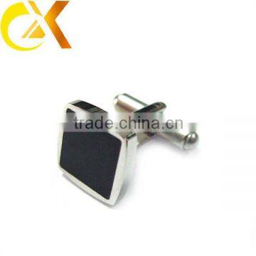 Fashion stainless steel cufflinks with black enamel