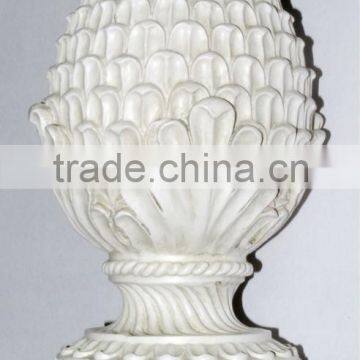 Decorative Antique White Pineapple Curtain Rod Finials For Large Wooden Poles