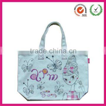 2013 hot selling nature reusable cute canvas beach bag (factory)