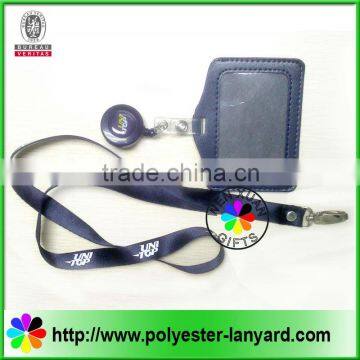 Leather id badge holder lanyard