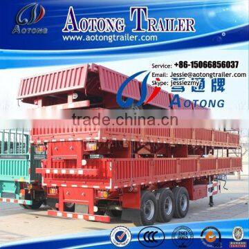 Best selling tri axle side wall high bed semi trailer with leaf spring suspension for bulk cargo