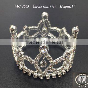 2016 NEW round mini crystal rhinestone comb crown tiara for kid birthday party Bridal Wedding party(MC-4005)