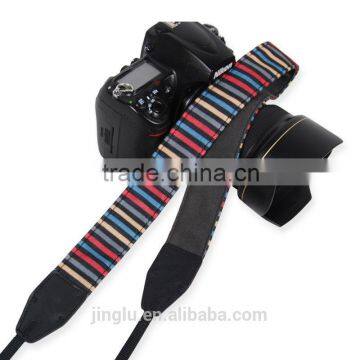 Leather Camera Strap Shoulder Neck Striped Red Blue Black For DSLR LE-05