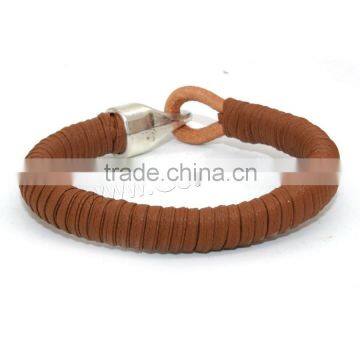 Cowhide Bracelets, zinc alloy clasp, platinum color plated, Length:Approx 8.5 Inch, Sold By Strand