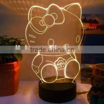 Hello Kitty Shaped 3D Effect Led Night Light with Plug