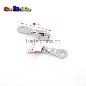 40*11.5mm 5# Auto Lock Zipper Slider Zinc Alloy Silver For Resin Zippers #FLQ146-S