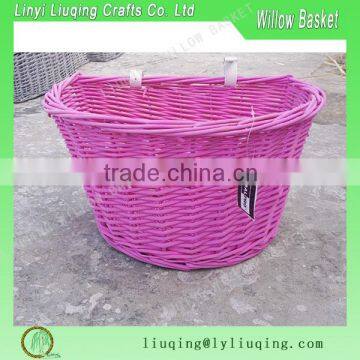 Wholesale Removable Handmade Pink Willow Basket for Bicycle