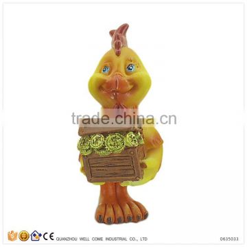 Resin Rooster New Year Decoration with Gold Coin Box