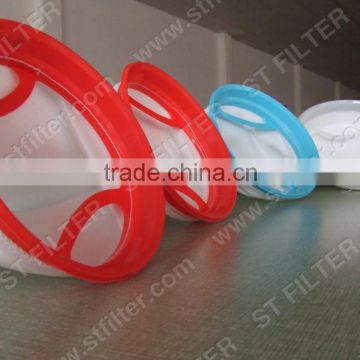 100 polyester mesh bag with plastic ring,dacron liquid mesh bag