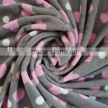 dark ground love shape coral fleece fabric