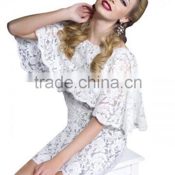 Custom Made latest fashion white lace knee length dress cocktail dress CYC-041