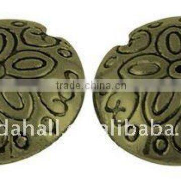 Alloy Beads, Lead Free & Nickel Free, Flat Round, Antique Bronze Color, about 19x7mm, hole: 1mm(PALLOY-5034-AB-FF)