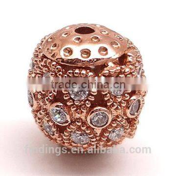 BJ4705 round pave beads, cz micro pave beads,rose zircon jewelry