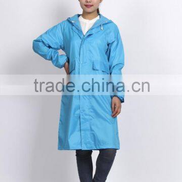 Small MOQ Waterproof Hooded 170T polyeater Long Raincoat