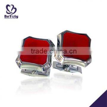 stainless steel costume jewelry custom made cufflinks with red enamel