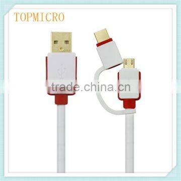 2016 Quick Charge 2in1 Dual-color Cable For Micro USB/Type-C Data Line