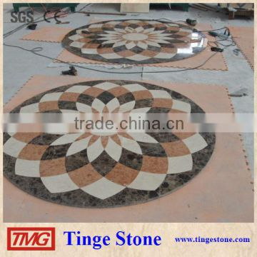 Waterjet flooring marble inlay sun flower designs