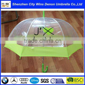 maual open transparent straight umbrella logo printing cheap clear transparent umbrella
