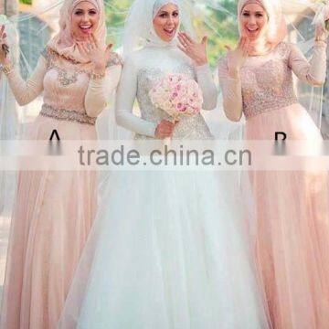 (MY2944) MARRY YOU Long Sleeve Beaded Muslim Bridesmaid Dresses