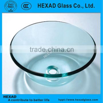 Hexad Tempered Clear Round Wash Basin for Bathroom