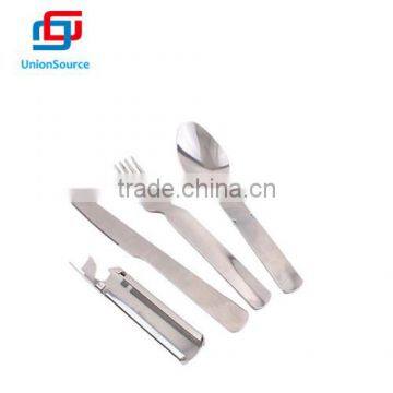 4pcs outdoor dinnerware set, including fork, knife, spoon, opener