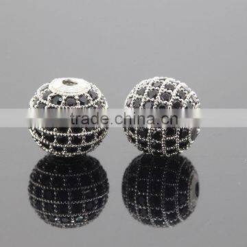 Round Brilliant Cut CZ Diamond Zircon Beads for Pendants or Charms Loose Black Zirconia Balls photo-2