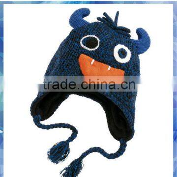 child funny knitted monster hat with earflaps/monster knit hat/monster hat