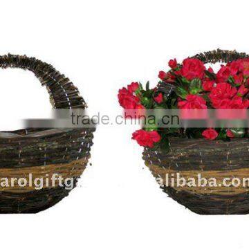 Black/Yellow Rattan Wall basket- Wall planter - Black/Yellow Rattan Wall flower pot