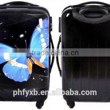 China 2015 With Two Size 20'' 24''Factory Fashion for Girls Butterfly Printing ABS&PC Carry on Trolley Luggage Set for Travel photo-3