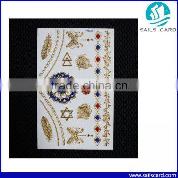 Professional Factory Tempoary 3D Gold Tattoo Sticker