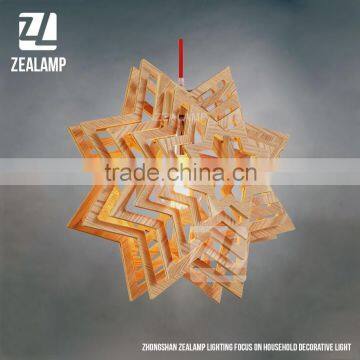 Brief Wooden Pendant Lamps Snowflake Shape Living Room Bedroom Lighting Fixtures Holiday Living Christmas Lights